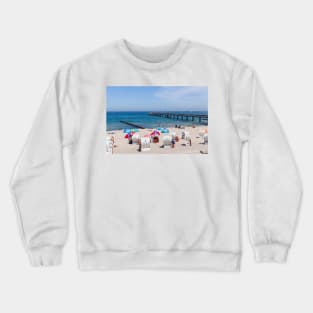 Beach and pier, Ostseebad Kuhlungsborn, Mecklenburg-West Pomerania, Germany, Europe Crewneck Sweatshirt